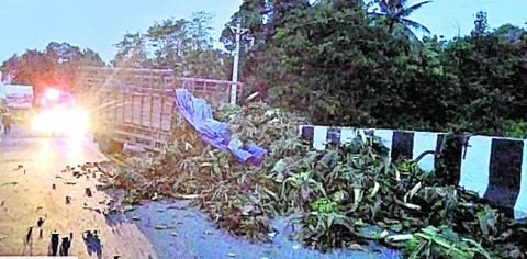 వంతెన గోడను ఢీకొట్టిన వ్యాన్‌ 