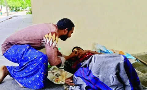 A woman fell bed sick was left near temple