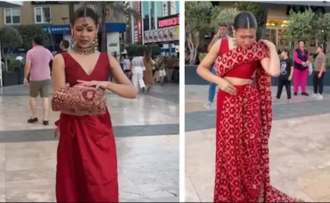 Influencer Puts On A Saree At Crowded Public Place In Turkey goes Viral14