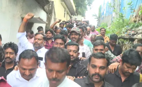 Tollywood Cine Workers Strike 7th Day: Rally at Film Federation Office