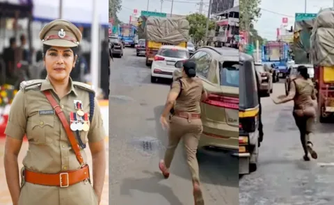 Internet praise lady cops gallant act of clearing way for ambulance in busy traffic3