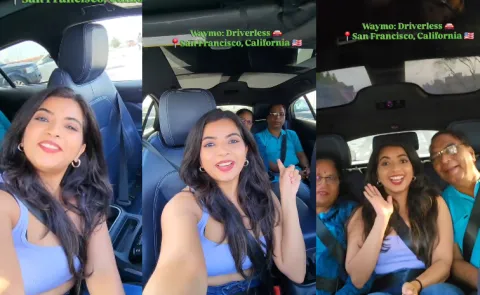 Indian woman surprises parents in driverless car ride San Francisco12