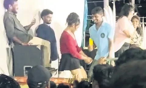 Obscene dance in Sri Krishna Janmashtami at Anakapalle