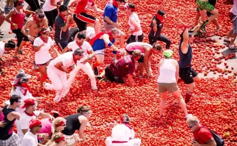 Tomato throwing festival in Spain last Wednesday of August