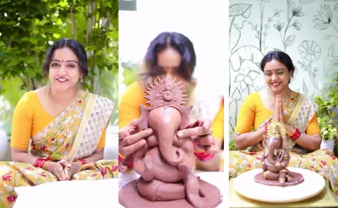  Vinayaka Chavithi Actress Vithika sheru clay ganesha mnaking video goes viral on social media 