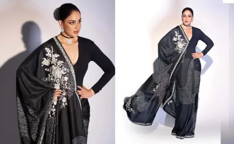 Genelia Deshmukh on styling an anarkali with a Banarasi sari
