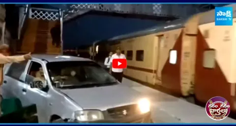 Drunk Man Drive Car On Railway Platform 1