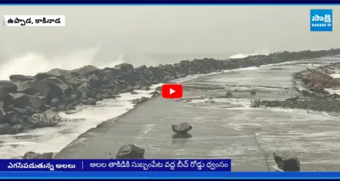 Waves Damage Beach Road at Uppada Coast  2