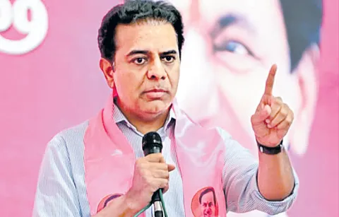 KTR at a meeting of BRS activists in Bhadrachalam constituency