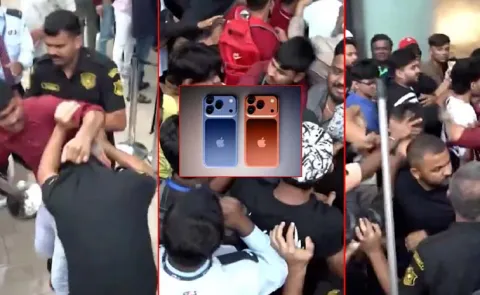 Fight At Mumbai Apple Store As iPhone 17 Goes On Sale