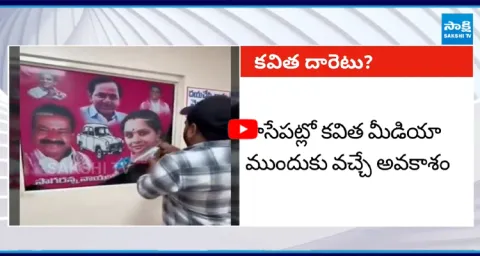 MLC Kavitha Flexis Removed In BRS Party Office 1