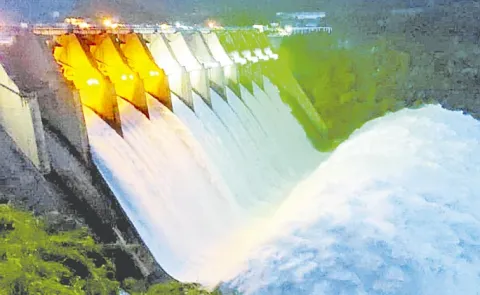 Srisailam project: 10 Gates Open to Release Water Downstream