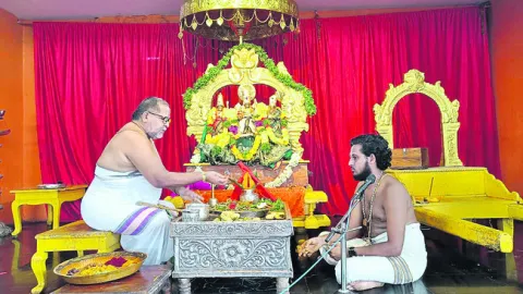 నేడు అభయహస్త ధారిణిగా ఆదిలక్ష్మి