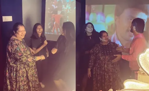 Keerthi Bhat Surprise Birthday Party to Vijay Karthikeyan Mother