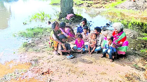 బిక్కుబిక్కుమంటూ చెట్టు నీడన.. 