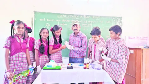 Teacher Mallesh Kumar teaching the students through experiments (File Photo)