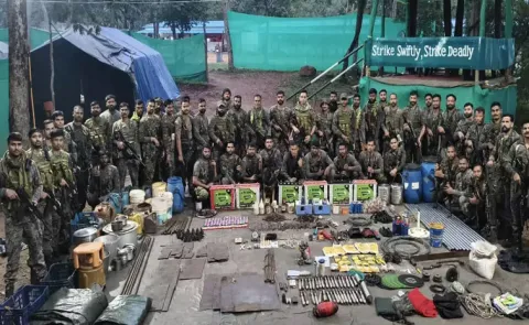 Security Forces Patrolling Naxalite Naxal Material Recovered Dump Bijapur