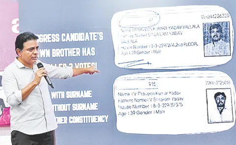 BRS Leader KTR fires On Congress Party For Fake Voters in Jubilee Hills