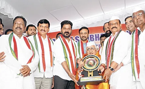 CM Revanth Reddy Presents Rajiv Gandhi Sadbhavana Award to Salman Khurshid