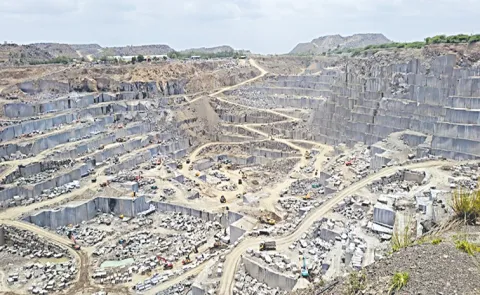 Illegal granite mining on government lands in Chimakurthi