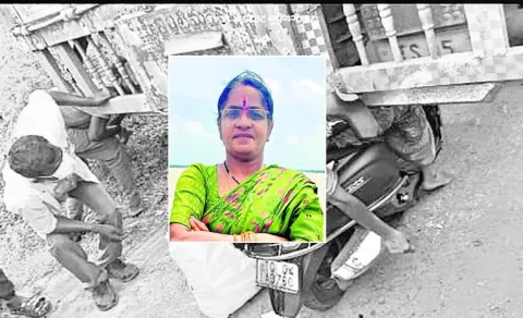 woman road accident in khammam district