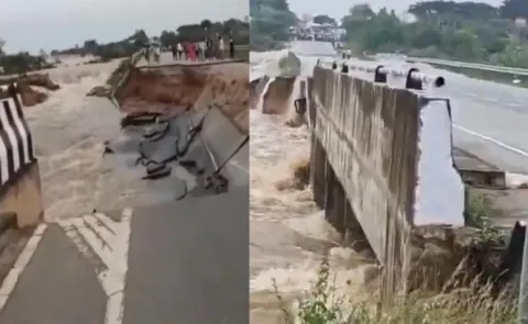 Srisailam-Hyderabad Highway Caves Due To Cyclone Montha