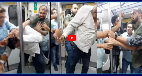 Two Passengers Fight In Metro Train At Delhi  1