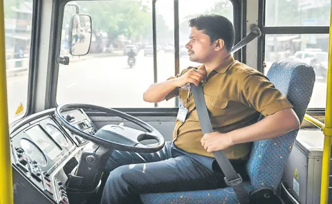 Seat belt in RTC bus At Telangana
