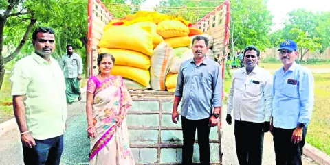 Rice truck seized by police near Jallipalli