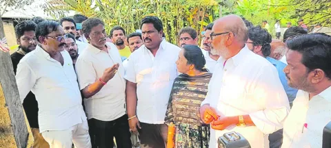 YSRCP district president Jaggi Reddy and others inspect the accident site