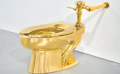 Solid gold toilet up for auction in New York