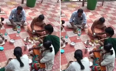 తిరుమల నడక దారిలో మాంసాహారం తింటున్న టీటీడీ ఉద్యోగులు