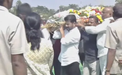 Telangana CM Revanth Reddy At Writer Andesri Last Rites with state honours Updates