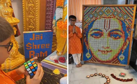 Hriday Patel an 11 year old boy creates Rubik’s Cube mosaic of Lord Ram