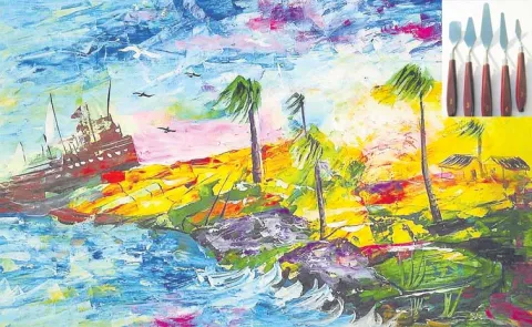 Painting with a knife Retired Art Teacher Innovative Experiment