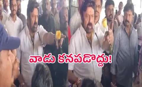 Nandamuri Balakrishna again fire on a fan at Vizag airport