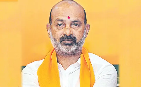 Union Minister Bandi Sanjay with the media