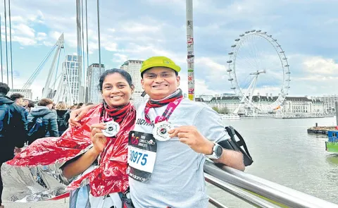 Doctor couple Kolla Sudhakar and Tulsi completing marathons on all seven continents