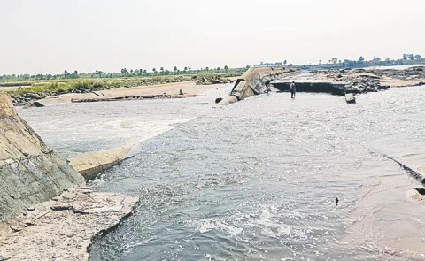 Check dam built on the Maneru River was blown up by some miscreants on Friday night