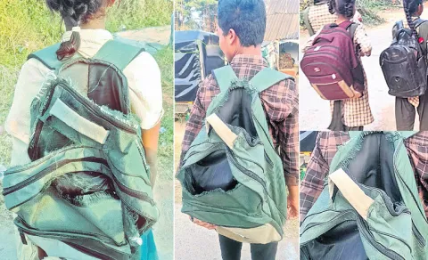 Chandrababu Government Gives Poor Quality Bags For Students 
