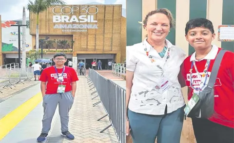  10th grade student Sharan Teja represented India at the UNFCCC Summit