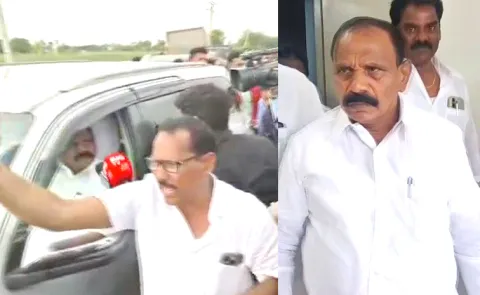 Locals Protest At Chevella Bus Accident Spot