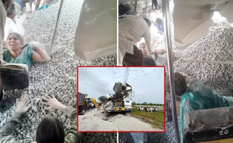 Women teacher trapped in Chevella bus accident