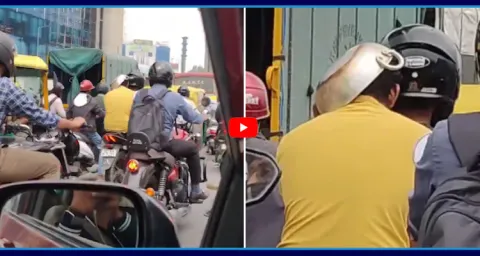 Bengaluru Man Uses Frying Pan As Helmet Video Goes Viral 1