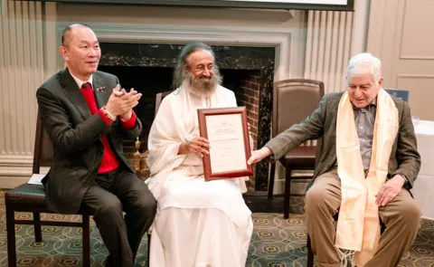 Sri Sri Ravi Shankar conferred with World Leader for Peace and Security Award 2025