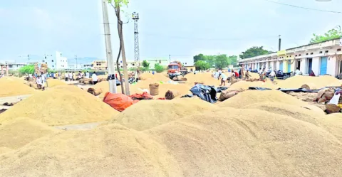 మార్కెట్‌కు పోటెత్తిన ధాన్యం 