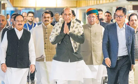 Defence Minister Rajnath Singh chaired a meeting with political party leaders