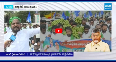 Banana Farmers Protest Against Chandrababu Govt In Anantapur  1