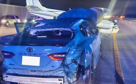 Small Plane collides with a car on Florida Road Viral
