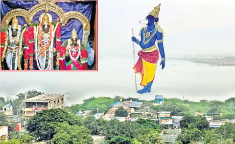 A 108 foot statue in Ontimitta lake